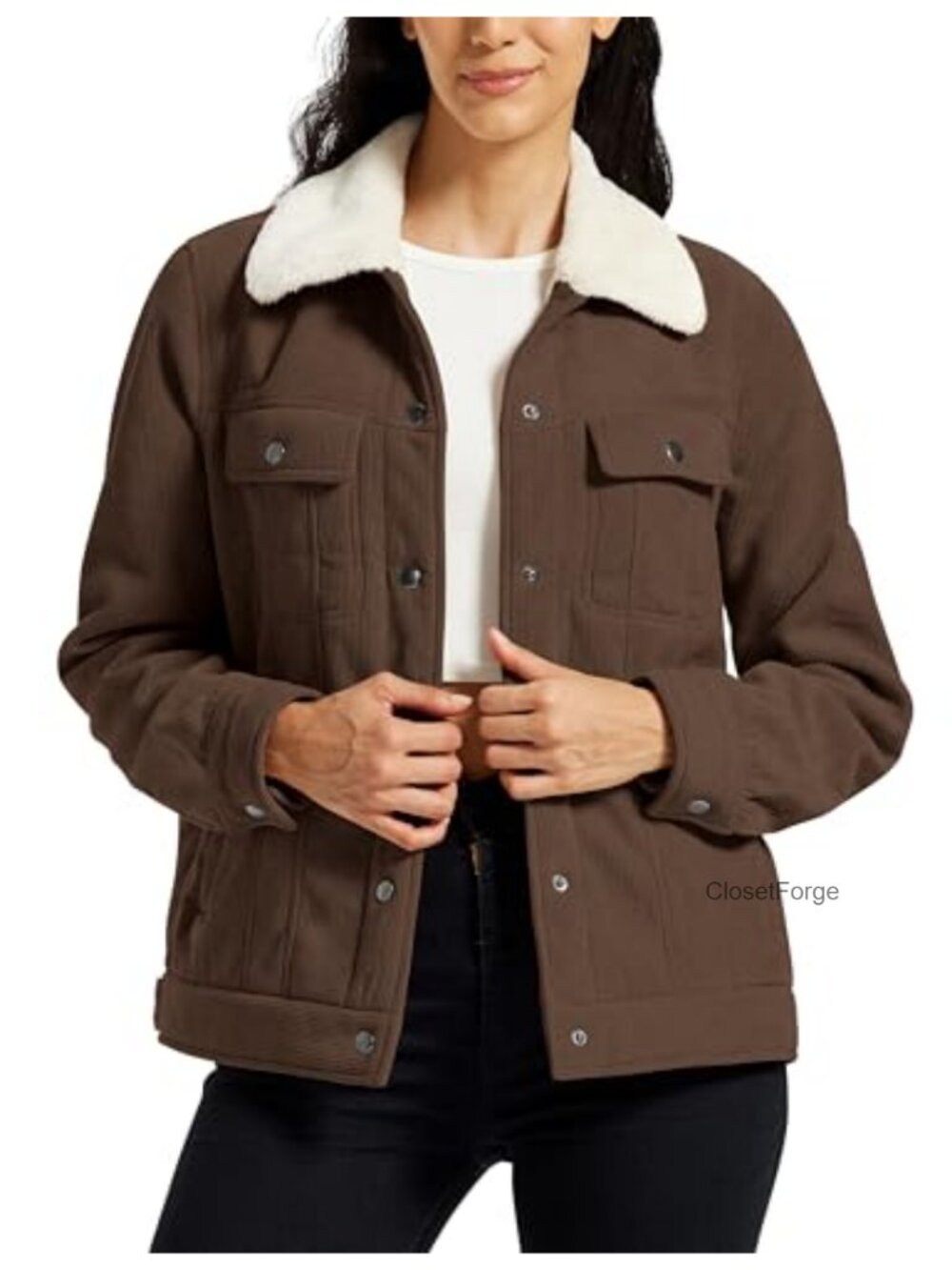 Corduroy Jacket Sherpa Fleece Lined Warm Winter Coat Button Down Casual